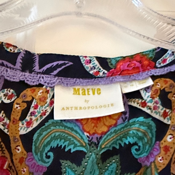 Maeve for Anthropologie Floral Tie Front Blouse Size 10 - Picture 2 of 3
